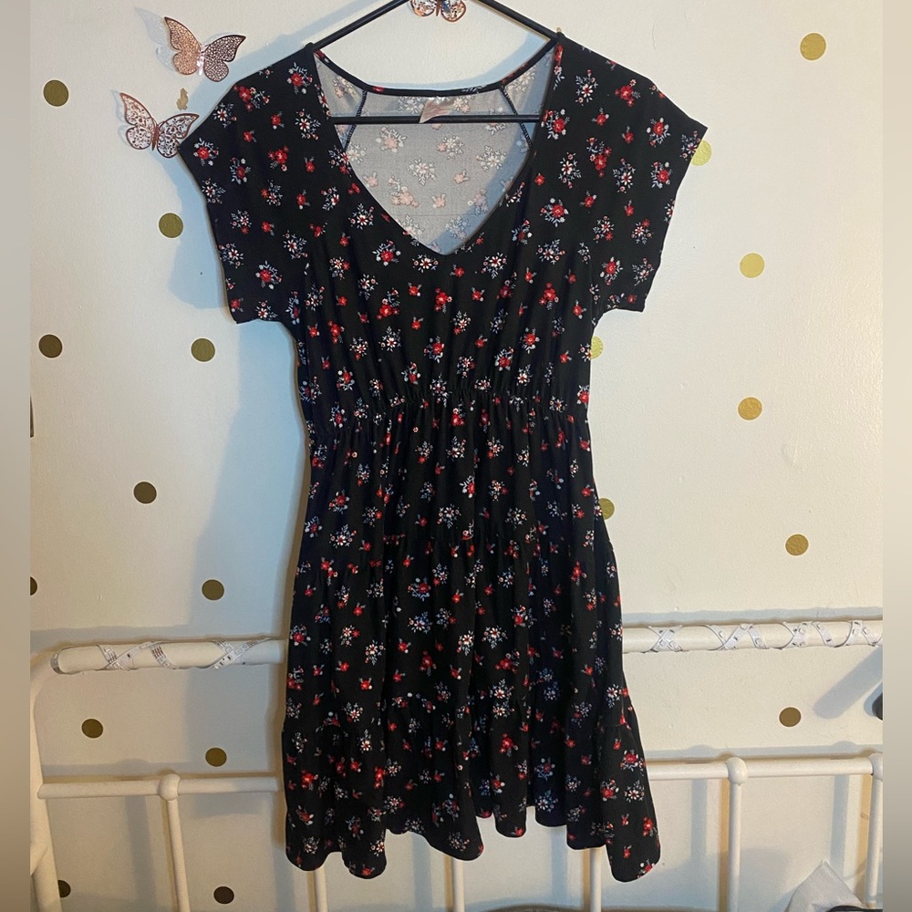 Black and red floral dress